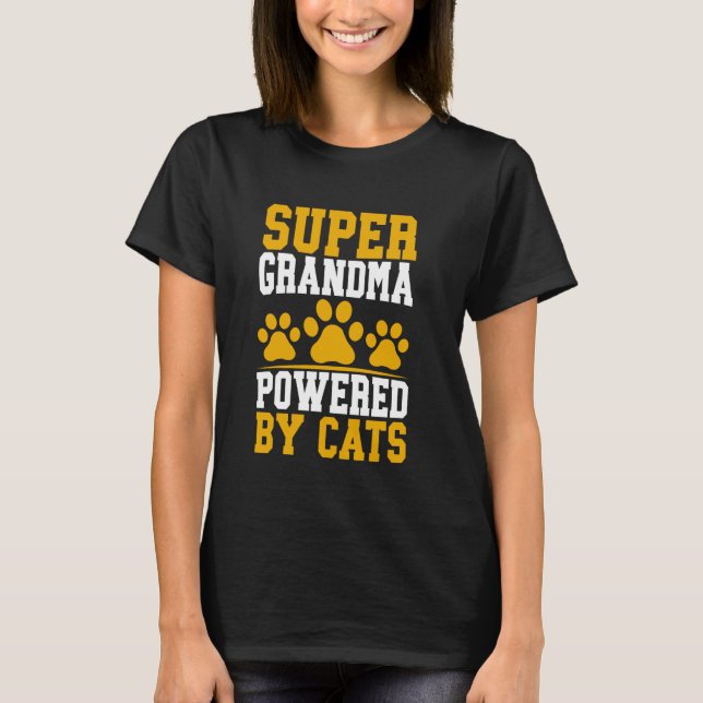 Camiseta Super Vovó com Poder de Gatos Gata Vovó (Frente)