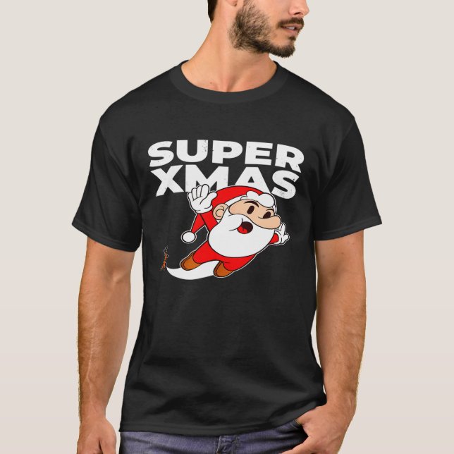 Camiseta Super Xmas Santa Claus Gamer Reindeer Gamer Costu (Frente)