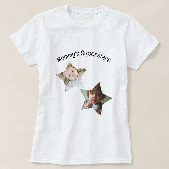Camiseta Superestrelas da mamãe Personalizadas com Dois Tex (Frente do Design)