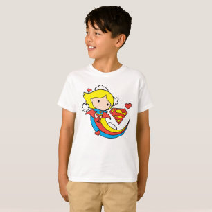 Camiseta Supergirl Chibi Voando Arco-Íris