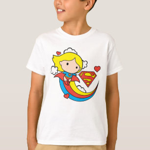 Camiseta Supergirl Chibi Voando Arco-Íris