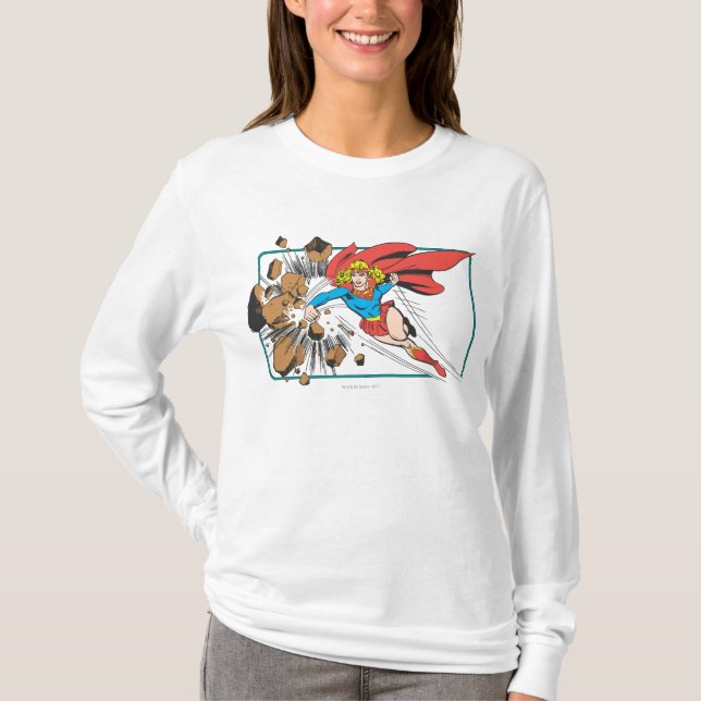 Camiseta Supergirl Destroys Boulder (Frente)