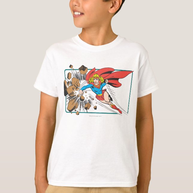 Camiseta Supergirl Destroys Boulder (Frente)