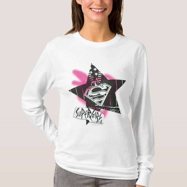 Camiseta Supergirl Pink Spray Paint Star (Frente)