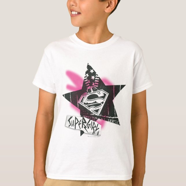Camiseta Supergirl Pink Spray Paint Star (Frente)