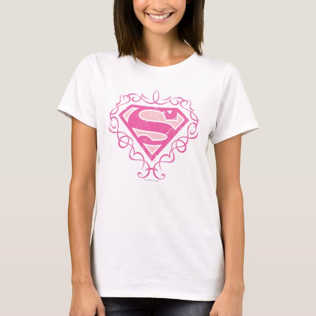 Camiseta Supergirl Pink Stripes (Frente)