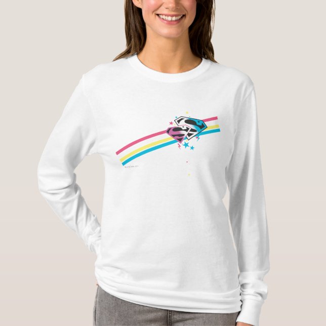 Camiseta Supergirl Rainbow Stripes (Frente)