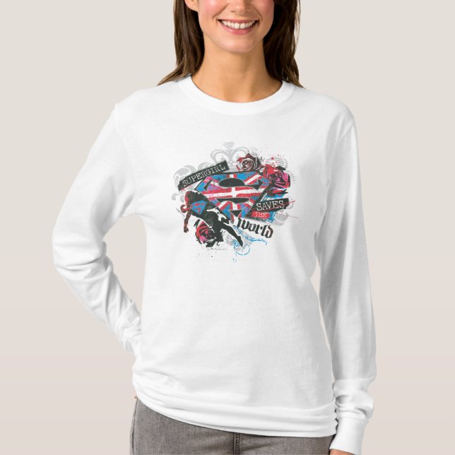 Camiseta Supergirl salva o mundo (Frente)