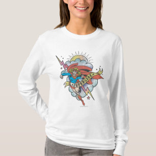 Camiseta Supergirl Voando Relâmpago Tatuagem