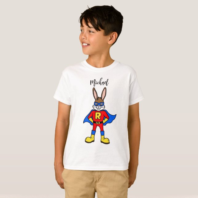Camiseta Superhero Bunny Editable Name Feature  (Frente Completa)