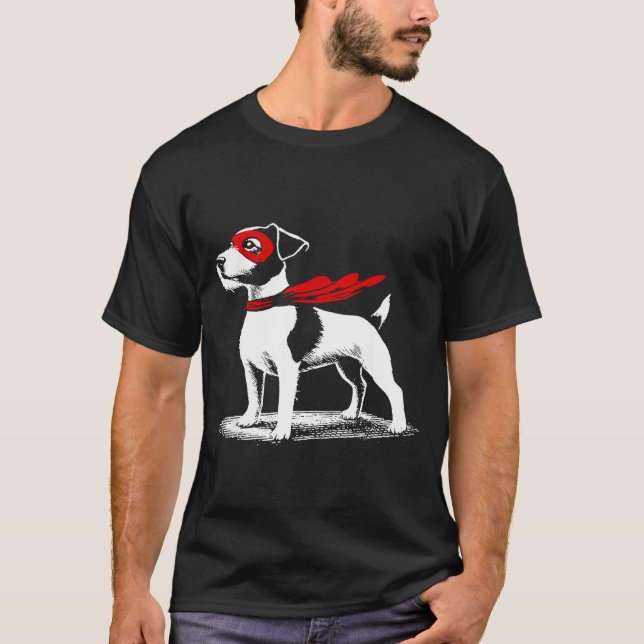 Camiseta Superhero Dog Cape Illustration Funny Loyal Pet He (Frente)