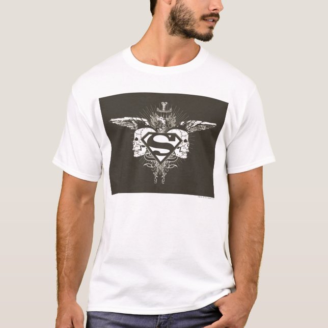 Camiseta Superman Estilizado | Logotipo de crânios escuros (Frente)