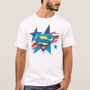 Camiseta Superman Estilizado   Logotipo de estrelas e risca