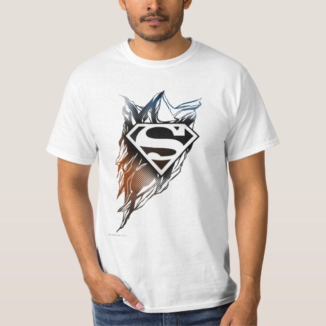 Camiseta Superman Estilizado | Logotipo Laranja Azul (Frente)