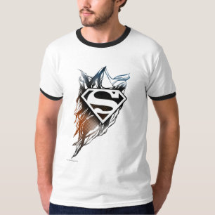 Camiseta Superman Estilizado   Logotipo Laranja Azul