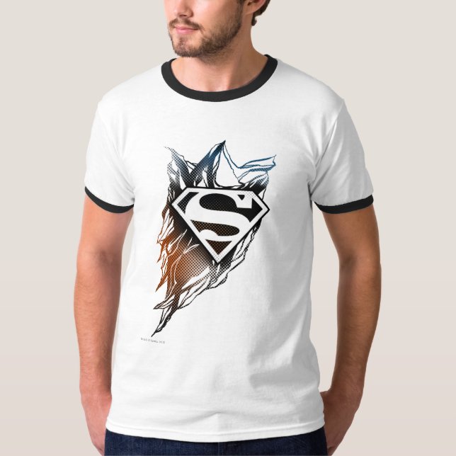 Camiseta Superman Estilizado | Logotipo Laranja Azul (Frente)