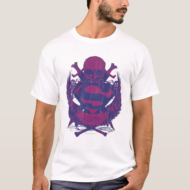 Camiseta Superman Estilizado | Logotipo Puro e Pink Skull (Frente)
