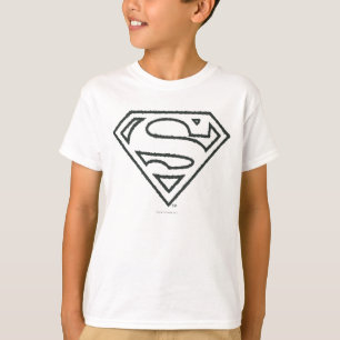 Camiseta Superman S-Shield Logótipo Grunge Black Outline