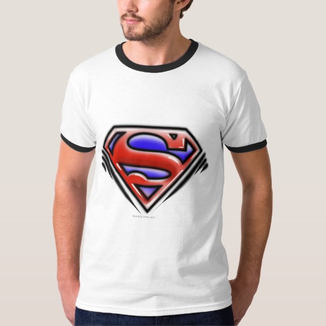Camiseta Superman S-Shield | Logotipo Red Airbrush (Frente)