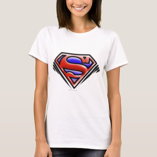 Camiseta Superman S-Shield | Logotipo Red Airbrush (Frente)
