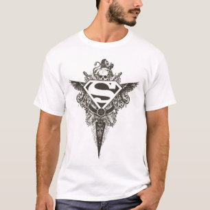 Camiseta Superman Stylized   Star and Skull White Logo