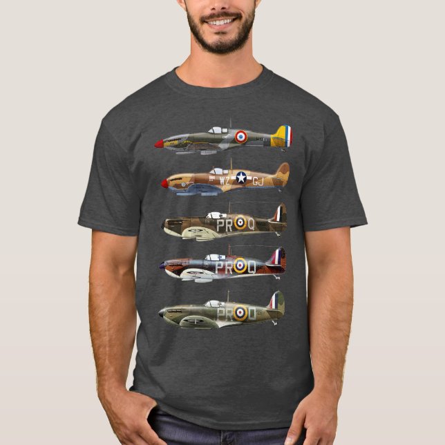Camiseta Supermarine Spitfire é uma aeronave de combate bri (Frente)