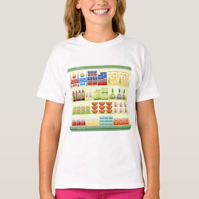 Camiseta Supermarket Goods Shelf Girls T Shirt (Frente)