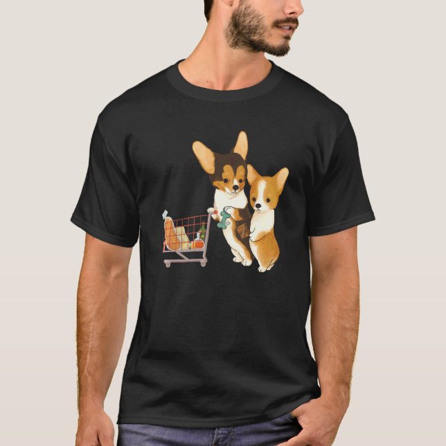 Camiseta Supermercado Corgi Cachorro Compras Dono de Cachor (Frente)