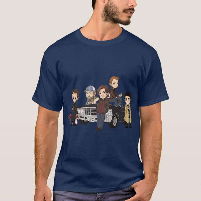 Camiseta Supernatural Cartoon Design vintage friend (Frente)