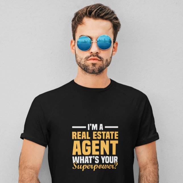 Camiseta Superpoder de Agente Imobiliário Minimalista Engra (Funny Minimalist Real Estate Agent Superpower T-Shirt)