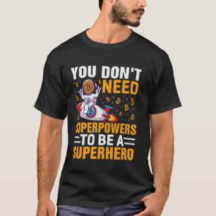 Camiseta Superpoder Herói Mineração Bitcoin Nakamoto HODL F
