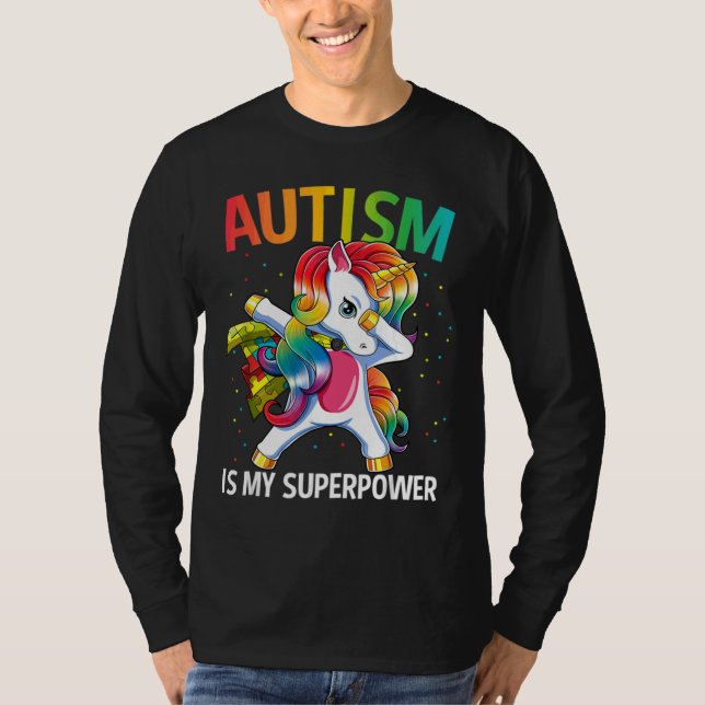Camiseta Superpotência do Unicórnio de Sensibilização Autis (Frente)