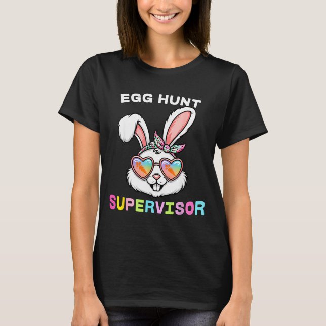 Camiseta Supervisor de Caça aos Ovos de Páscoa Coelho Rosto (Frente)