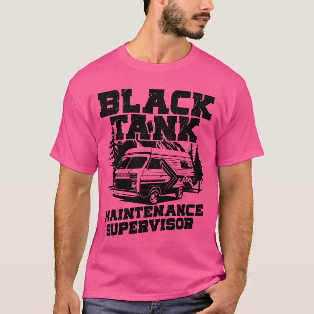Camiseta Supervisor de Manutenção de Tanque Preto Engraçado (Frente)