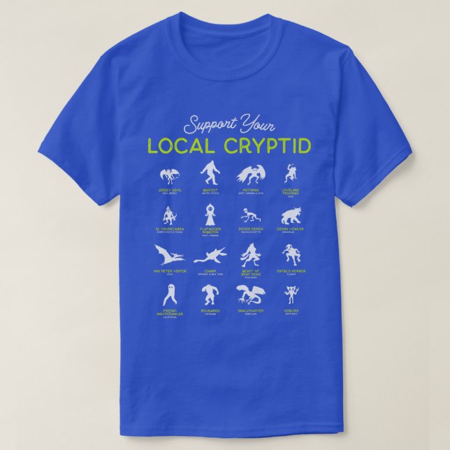 Camiseta Suportar a Criptozoologia Forteana Criptid Local F (Frente do Design)
