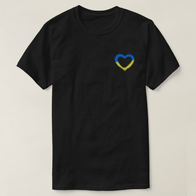 Camiseta Suportar a Ucrânia T-Shirt Ucraniano Flag Heart (Frente do Design)
