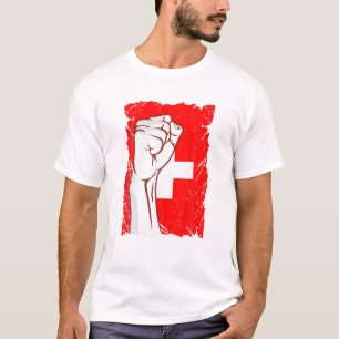 Camiseta Suportar Bandeja De Sinalizador De Suiça 2022 Para