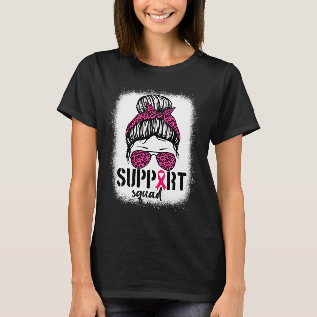 Camiseta Suportar Cancer da Mama do Guerreiro Rosa-Rosa-Tro (Frente)