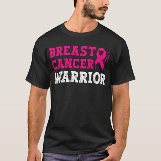 Camiseta Suportar Cancer de Fita Rosa de Consciência (Frente)