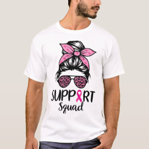 Camiseta Suportar Cancer de Mama Rosa Colmeia-Leopard-Cheia