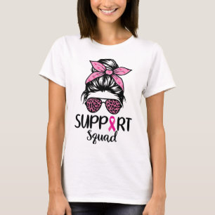 Camiseta Suportar Cancer de Mama Rosa Colmeia-Leopard-Cheia