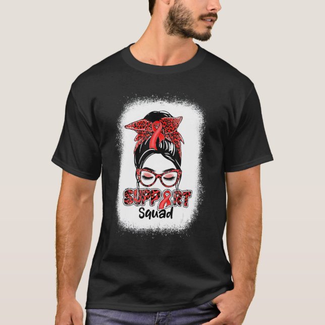 Camiseta Suportar Doença Cardíaca A Com Faixa Vermelha Com  (Frente)