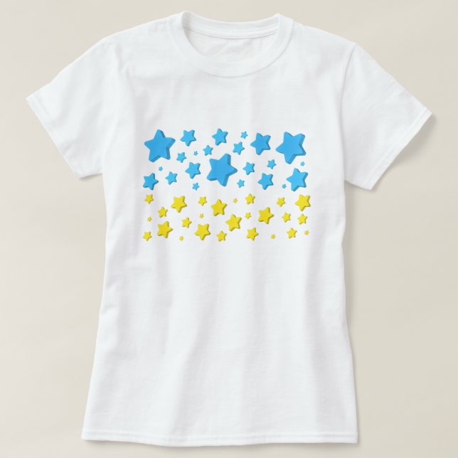 Camiseta Suportar Estrelas de Bandeira Ucranianas do T-Shir (Frente do Design)