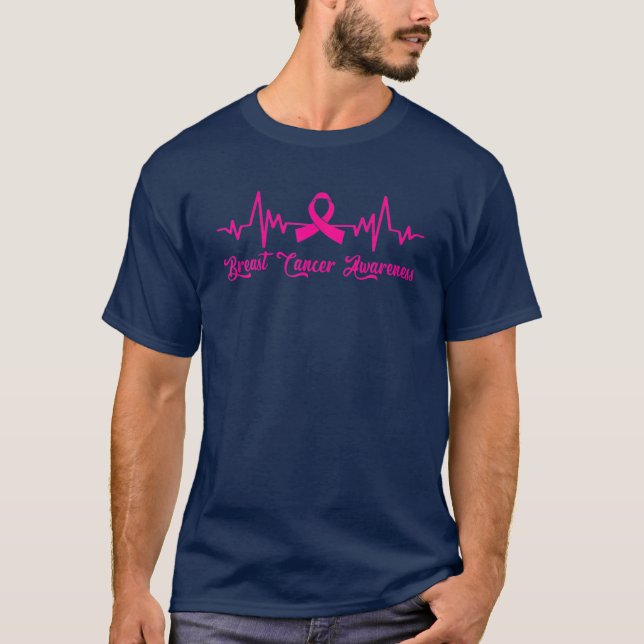 Camiseta Suportar o Cance Rosa do Guerreiro da Consciência  (Frente)