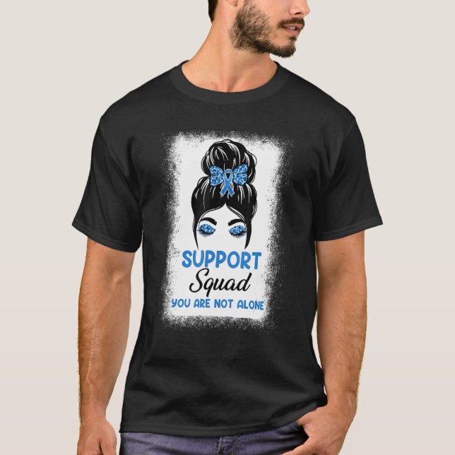 Camiseta Suportar o Quadrado Mensagem Azul de Bun Diabetes  (Frente)
