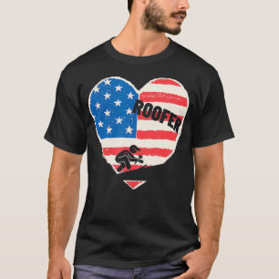 Camiseta Suportar o seu Roofer Local EUA Flag Patrio