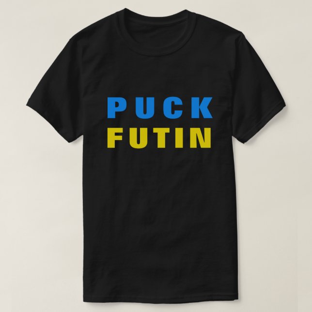 Camiseta Suportar o T-Shirt Puck Futin da Ucrânia (Frente do Design)