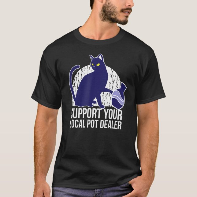 Camiseta Suportar Os Gatos De Potência Engraçados Do Pote L (Frente)