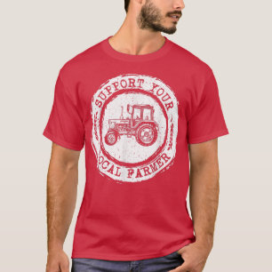 Camiseta Suportar Seu Farmer Local - Letra Impressão Trator
