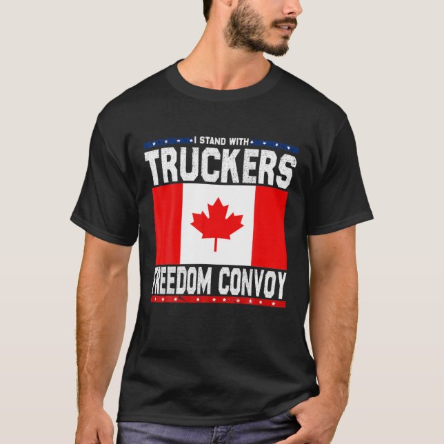 Camiseta Suporte a caminhoneiros Eu apoio o Truckers Freedo (Frente)